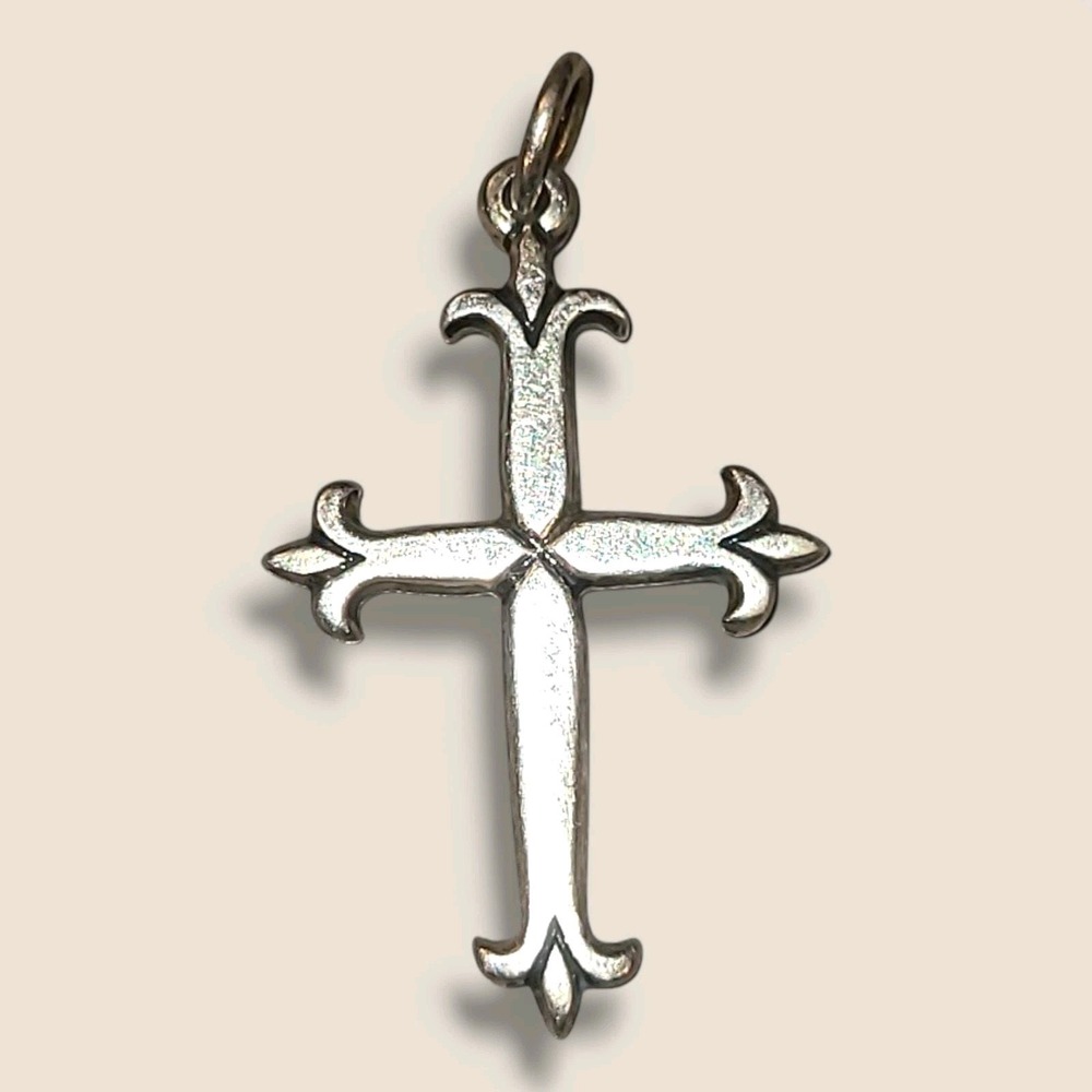 Retired James Avery Sterling Fleuree Medium Cross Pendant 1 1/4" Including Bale